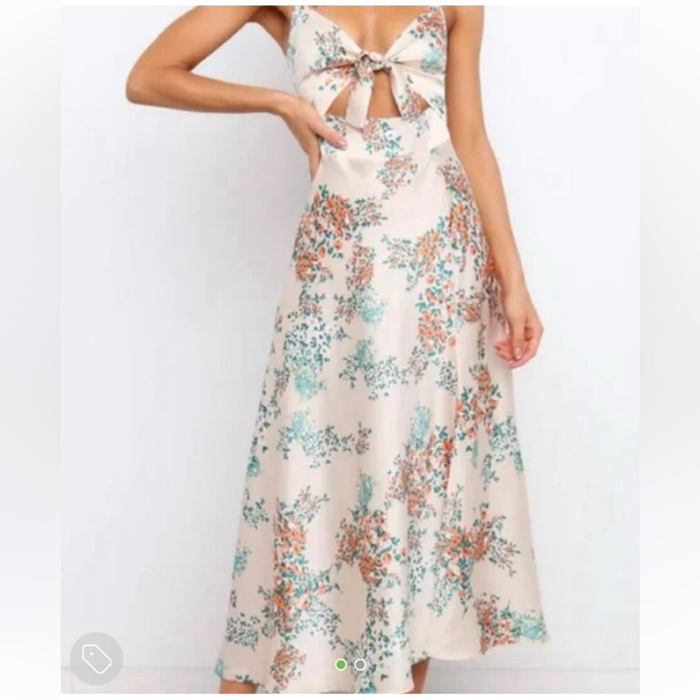 White and Pink Asymmetrical A-Line Midi Dress for Cocktail
